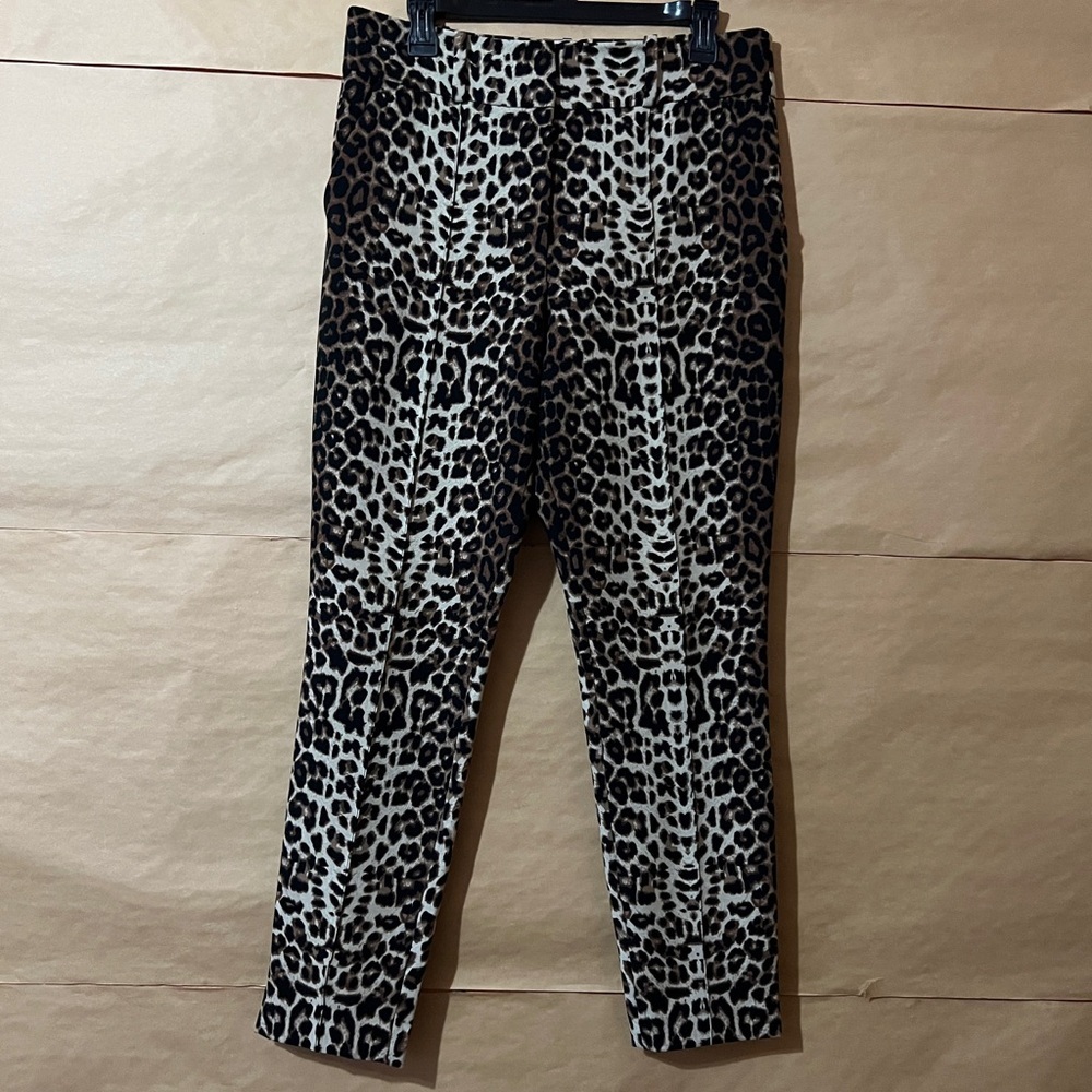 Veronica Beard | Lago Trouser Pants Tailored Pintuck Leopard Print Size 10